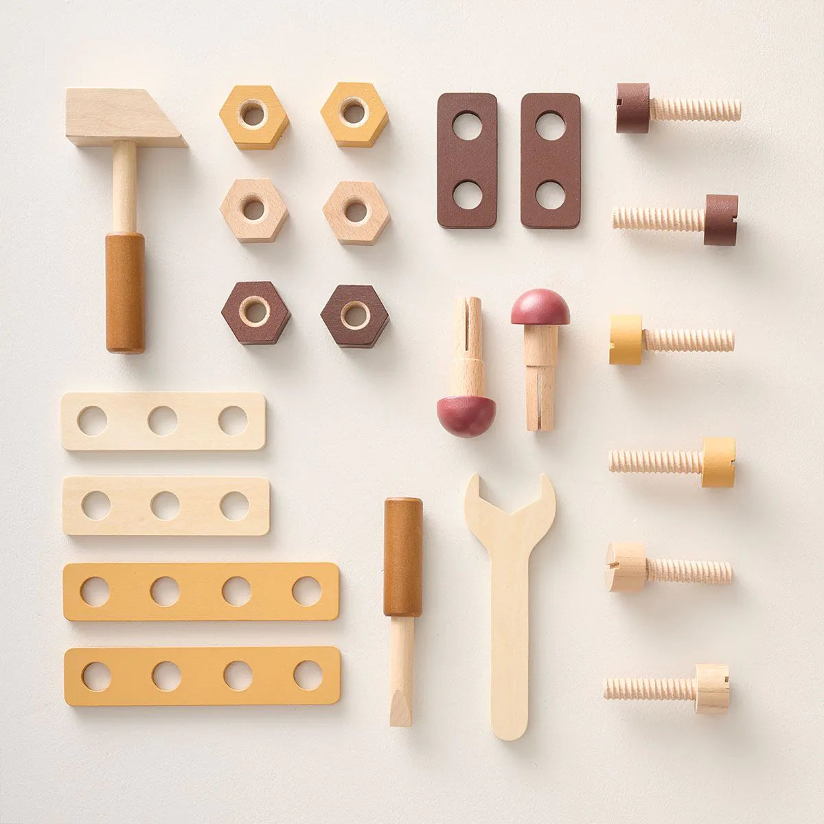 Boîte à outils en bois «Noyer» | 20 accessoires inclus