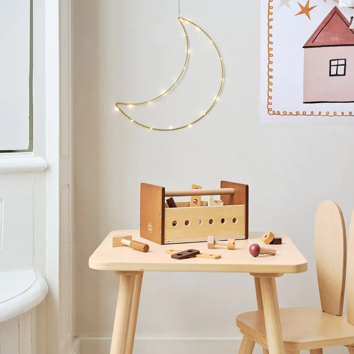 Boîte à outils en bois «Noyer» | 20 accessoires inclus