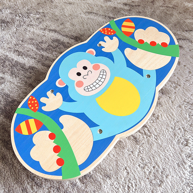 Children Wooden Balance Board Indoor Baby Fitness Balance Feeling Training Toy Montessori Educational Kids Wooden Balance Plate