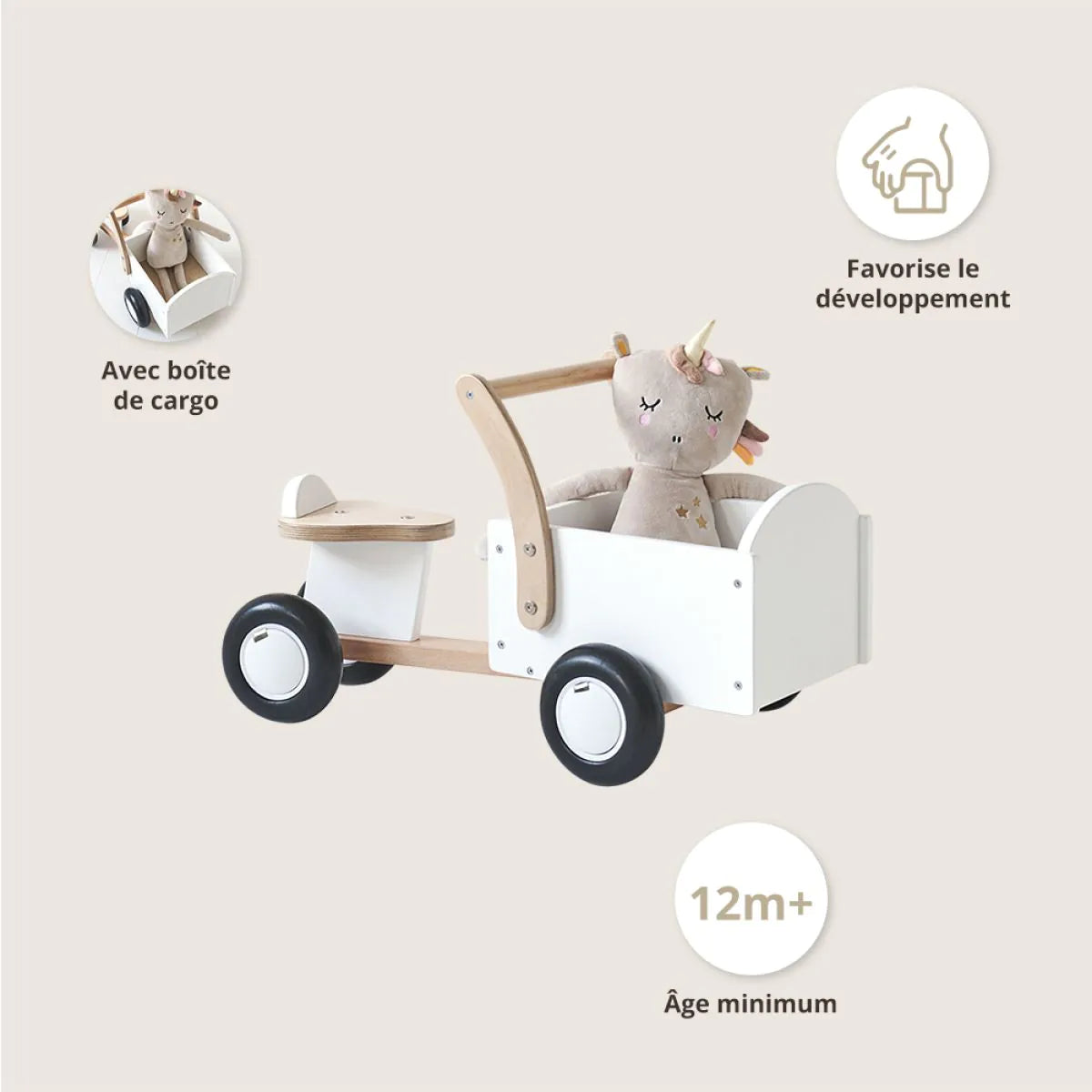 VÉLO PORTEUR BÉBÉ «AMSTERDAM» | BLANC